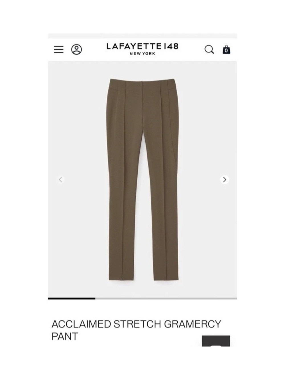 Lafayette 148 New York Acclaimed Stretch Gramercy Pant Straight Leg Brown Size 2